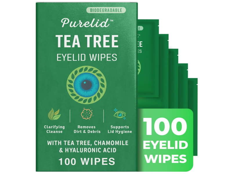 Purelid Eyelid Wipes, Tea Tree, 100 Count