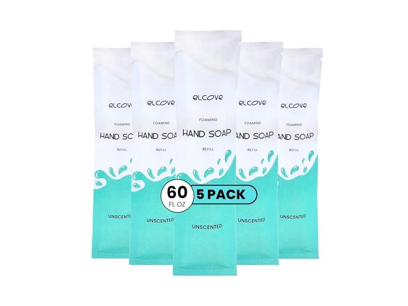 Elcove Foaming Hand Soap Refills, Unscented, 60 fl oz/ Pack Of 5