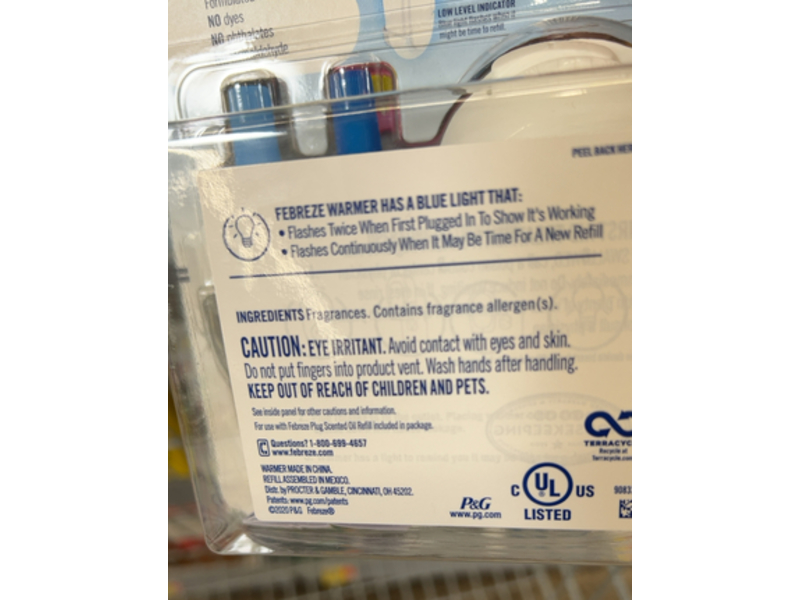 Febreze Plug Odor-eliminating Air Freshener Kit, Ocean, 0.87 fl oz/26 mL