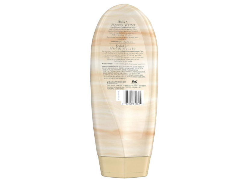 Olay Body Wash Moisture Ribbons Plus Shea + Manuka Honey,18 fl oz/532 mL, Pack of 4