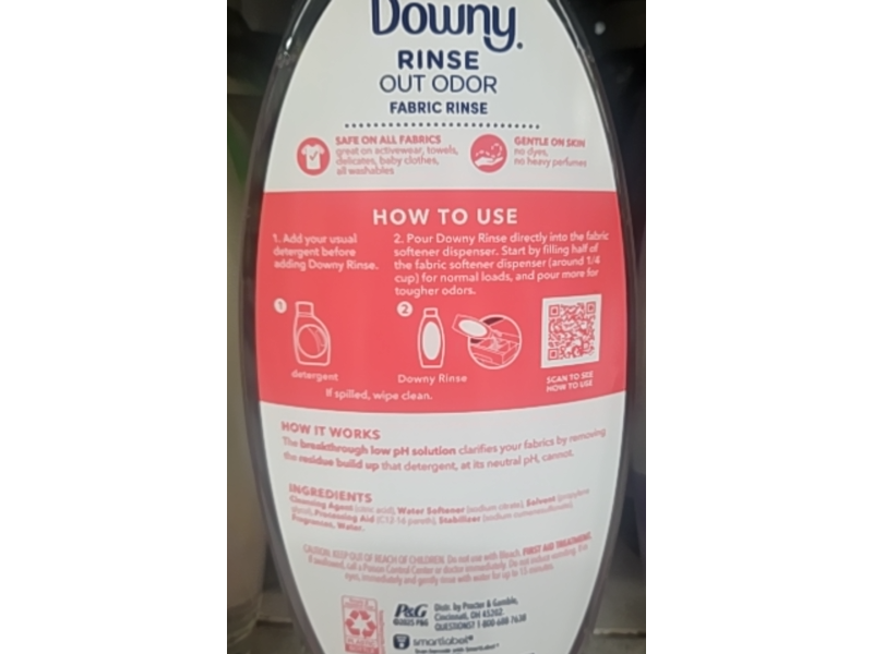 Downy Rinse Out Odor Fabric Rinse, Spring Breeze, 48 fl oz/1.41 L