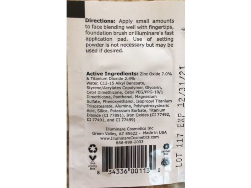 Illuminare Moisturizing Mineral Foundation, Fair, SPF 20, 0.017 fl oz/0.5 mL