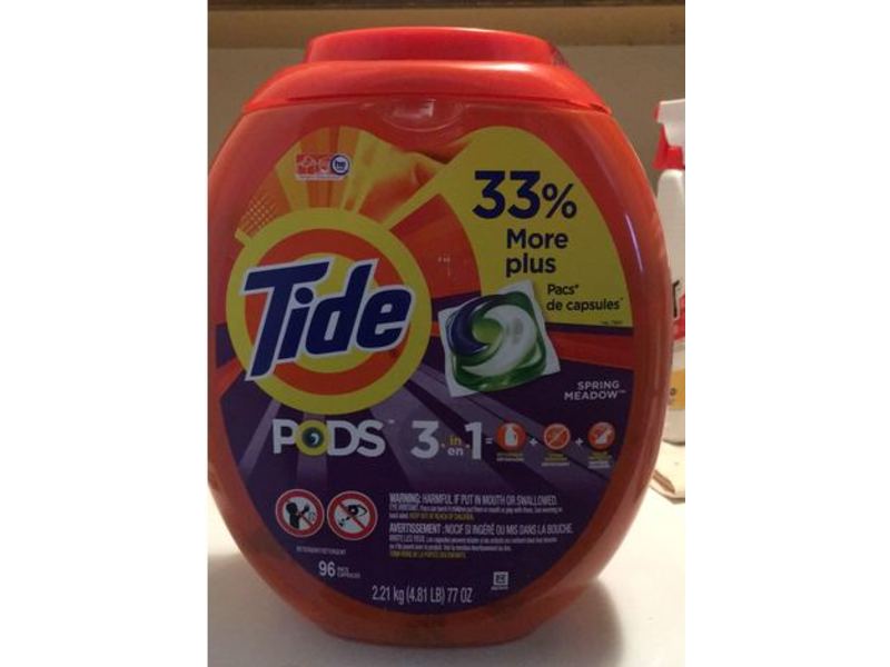 Tide Pods 3-In-1 Detergent, Spring Meadow, 77 oz/4.81 Lb, 96 Count