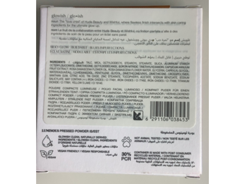 Huda Beauty Glowish Luminous Pressed Powder, 06 Medium Tan, 0.35 oz/10 g