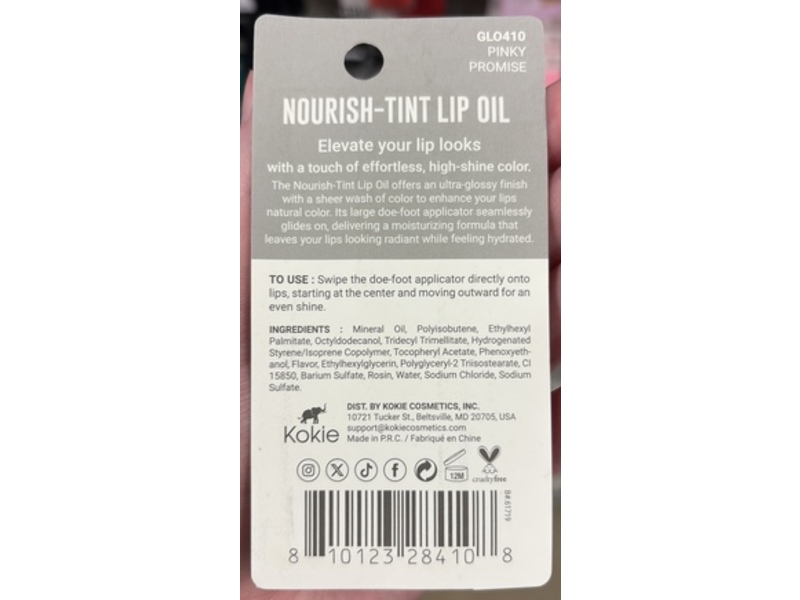 Kokie Nourishing Tint Lip Oil, Pinky Promise, 0.15 oz/4.5 g