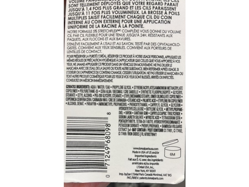 L'Oreal Paris Voluminious Panorama Mascara, 701 Blackest Black, 0.33 fl oz/9.9 mL