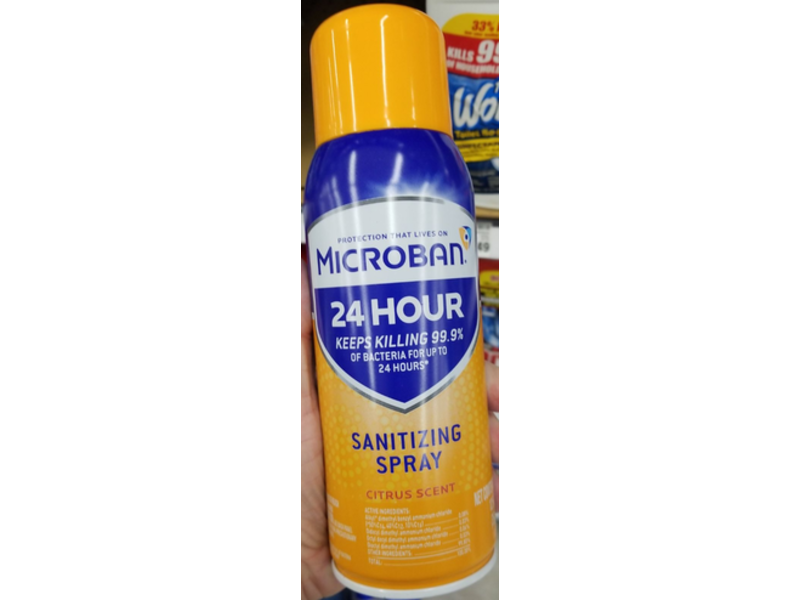 Microban 24 Hour Sanitizing Spray, Citrus Scent, 12.5 oz