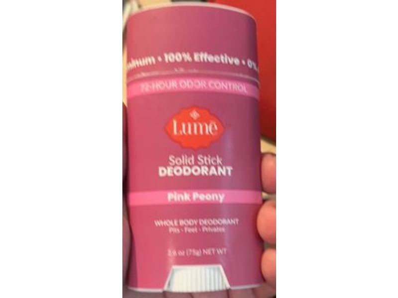 Lume Solid Stick Whole Body Deodorant, Pink Peony, 2.6 oz/75 g
