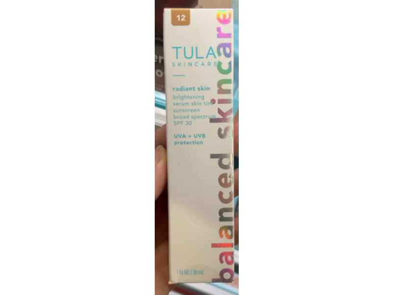 Tula Skin Care Radiant Skin Brightening Serum, 12 Sand, SPF 30, 1.0 fl oz/30 mL