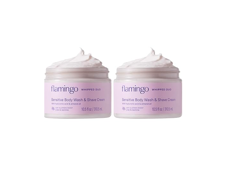 Flamingo Sensitive Body Wash & Shave Clean Duo, Lilac & Jasmine 10.5 fl oz fl oz/310.5 mL, Pack Of 2