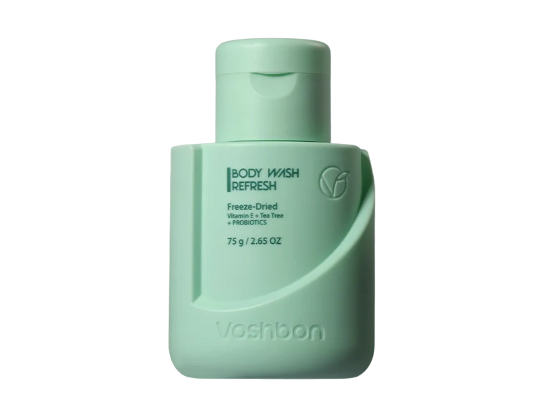 Voshbon Freeze-Dried Refresh Body Wash, Vitamin E + Tea Tree + Probiotics, 2.65 oz/75 g
