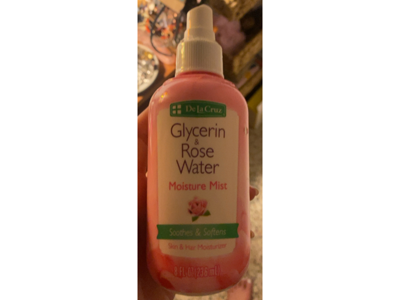 De La Cruz Soothes & Softens Moisture Mist, Glycerin & Rose Water, 8 fl oz/236 mL
