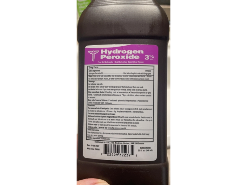 R.P.I First Aid Antiseptic, Hydrogen Peroxide 3%, 32 fl oz/946 mL