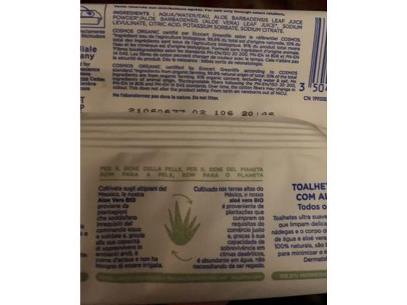 Mustela Organic Cotton Wipes, Water, Fragrance Free, 60 Count