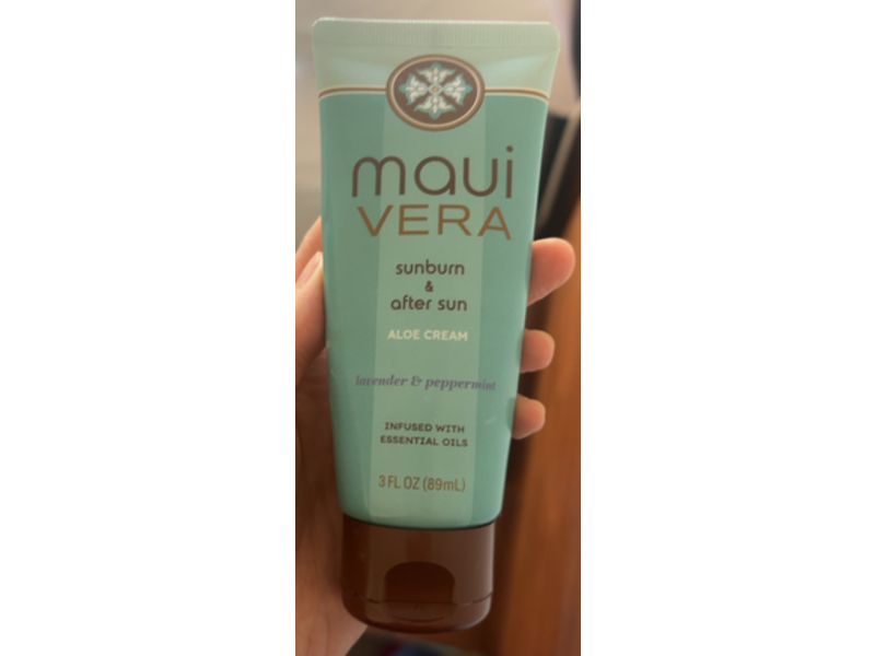 Maui Vera Sunburn & After Sun Aloe Cream, Lavender & Peppermint, 3 fl oz/89 mL