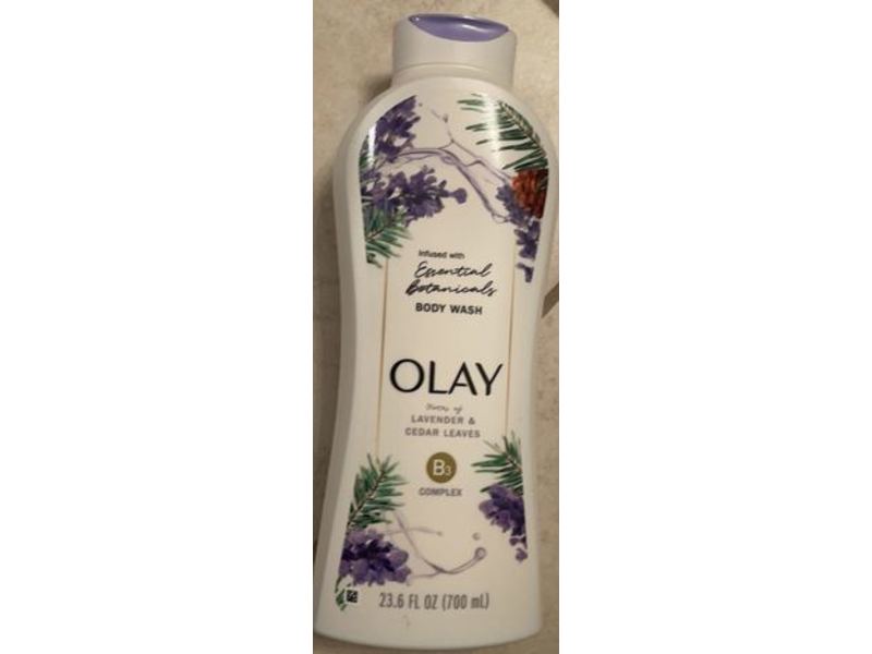 Olay Essential Botanicals Body Wash, Lavender, Cedar Leaves, 23.6 fl oz/700 mL