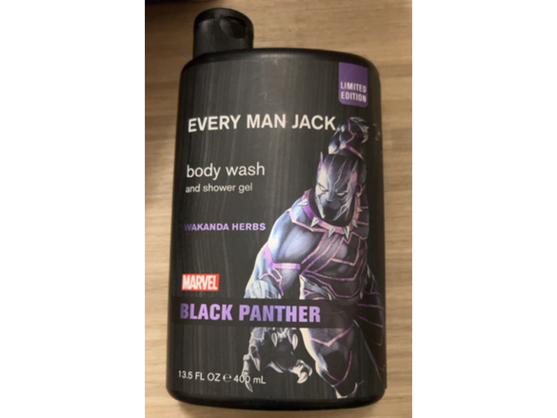 Every Man Jack Black Panther Body Wash & Shower Gel, Wakanda Herbs, 13.5 fl oz/400 mL, Pack Of 2