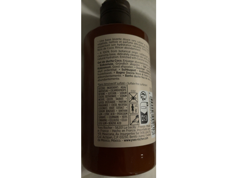 Yves Rocher Bath & Shower Body Gel, Coconut Escape, 6.7 fl oz/200 mL