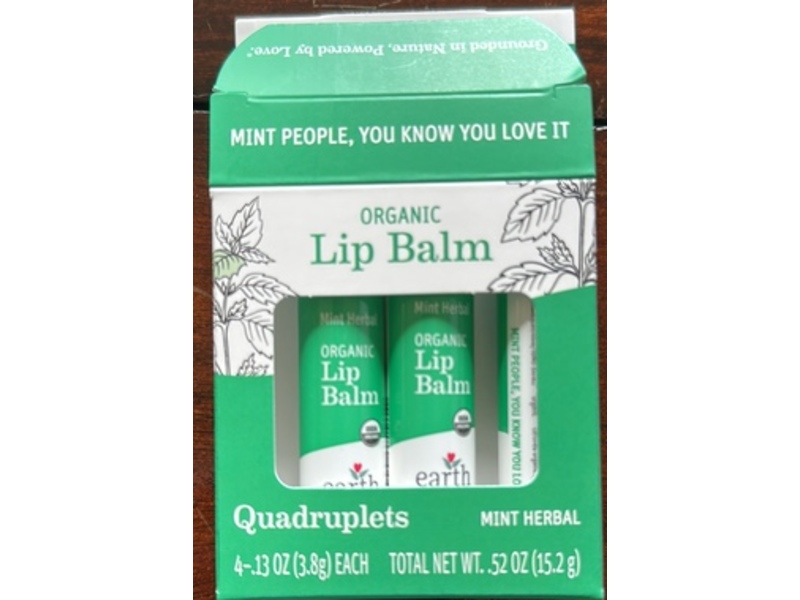 Earth Mama Organic Lip Balm Duo, Mint Herbal, 0.52 oz/15.2 g