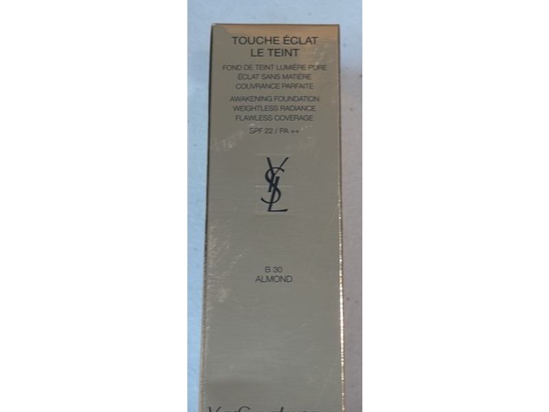 Yves Saint Laurent Awakening Foundation, SPF 22 PA++, B30 Almond, 1 fl oz/30 mL