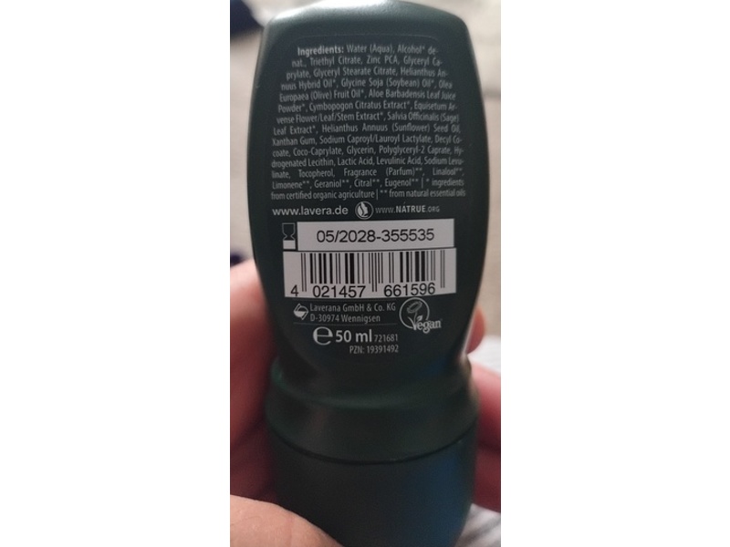 Lavera Men Sensitive Deo Roll-On, Bio-Aloe Vera + Bio-Lemongras, 50 mL