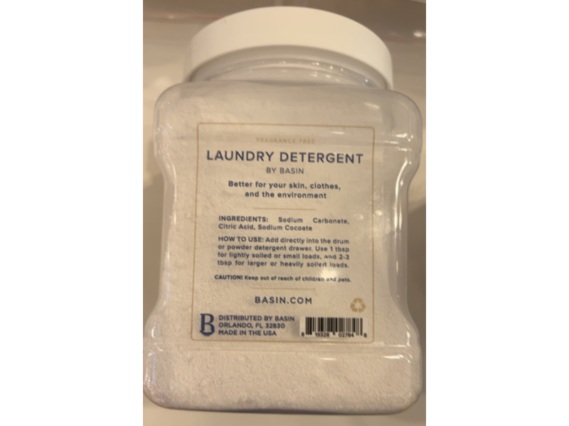 Basin Laundry Detergent, Fragrance Free, 32 oz