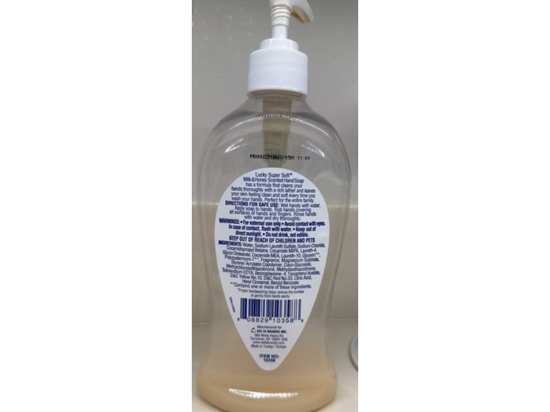 Lucky Super Soft Hand Soap, Milk & Honey Scented, 13.5 fl oz/400 mL