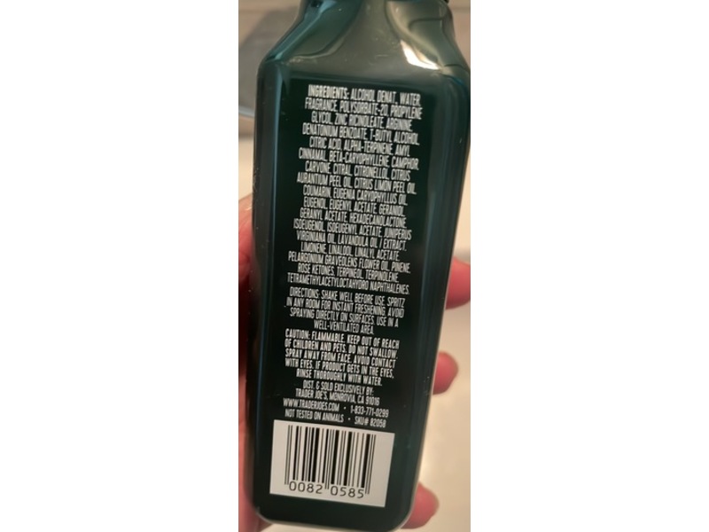 Trader Joe's Scented Room Spritz, Bergamot & Vetiver, 4 fl oz/118 mL