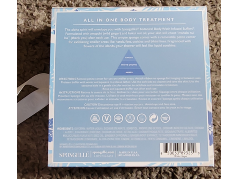 Spongelle Body Wash, White Ginger, 3 oz/85 g