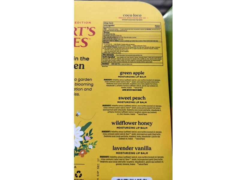 Burt's Bees Garden Party Moisturizing Lip Balm Multipack, SPF 30, 0.15 oz/4.25 g, 10 Count