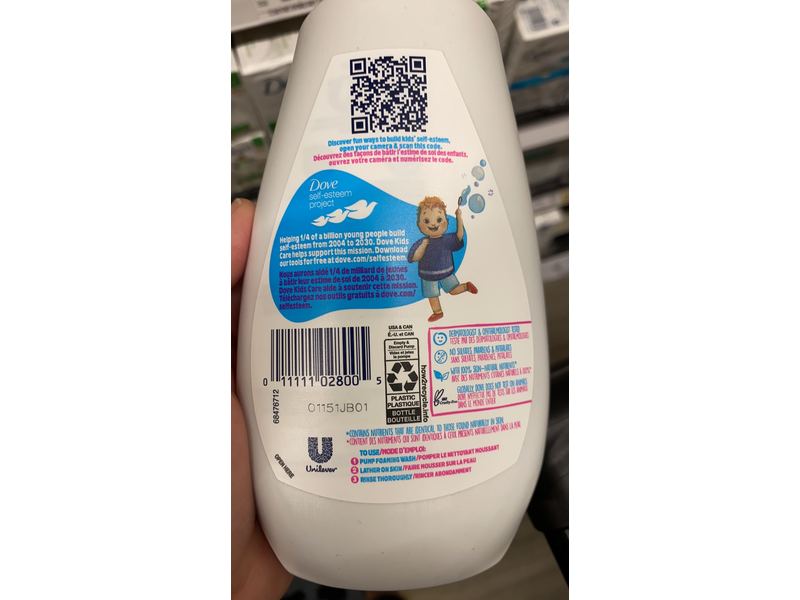 Dove Kids Care Foaming Body Wash, Cotton Candy, 13.5 fl oz/400 mL, Pack Of 4