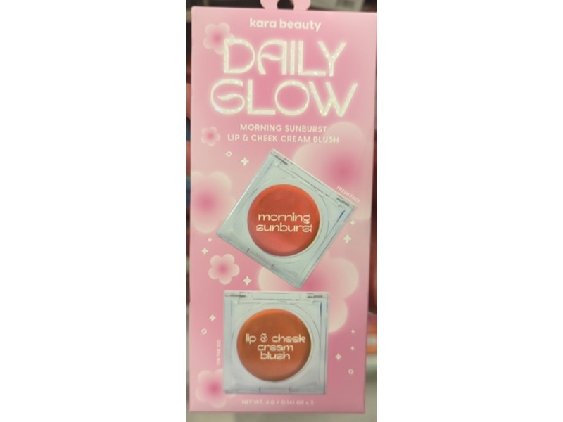 Kara Beauty Daily Glow Lip & Cheek Cream Blush Duo, Morning Sunburst, 0.141 oz/4 g