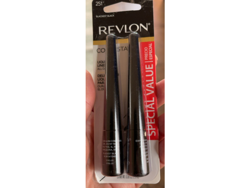 Revlon Colorstay Liquid Eyeliner, 251 Blackest Black, 0.08 fl oz/2.5 mL, Pack Of 2