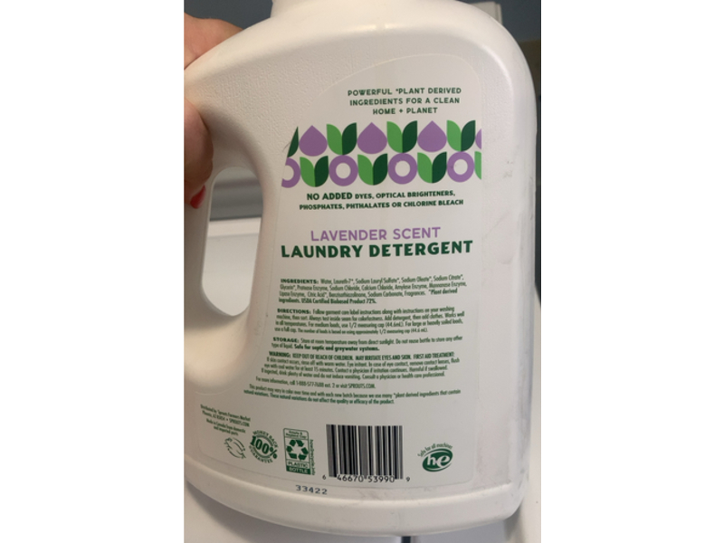 Sprouts Laundry Detergent, Lavender Scent, 66 Loads, 100 fl oz/2.95 L