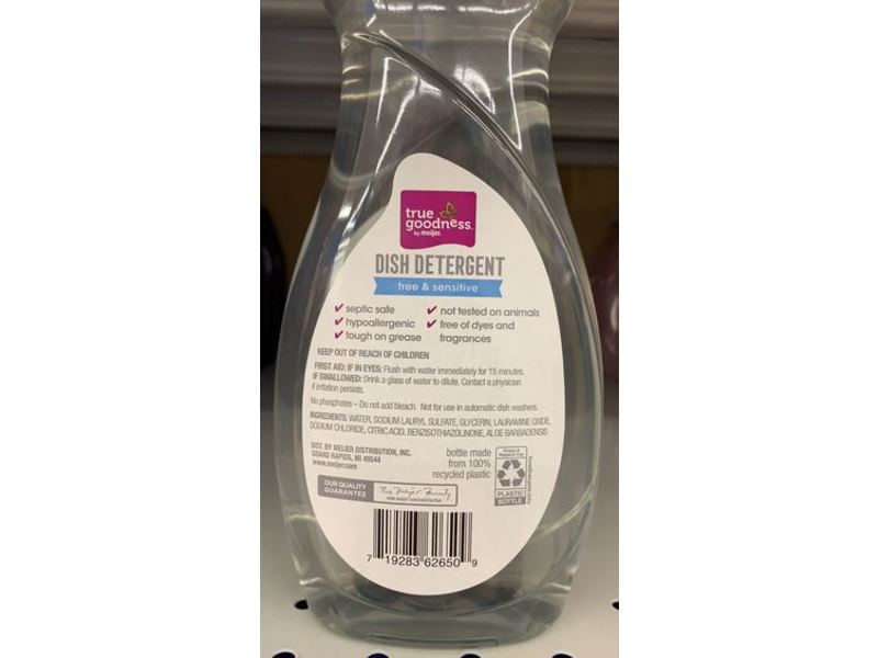 True Goodness Dish Detergent, Free & Sensitive, 25 fl oz