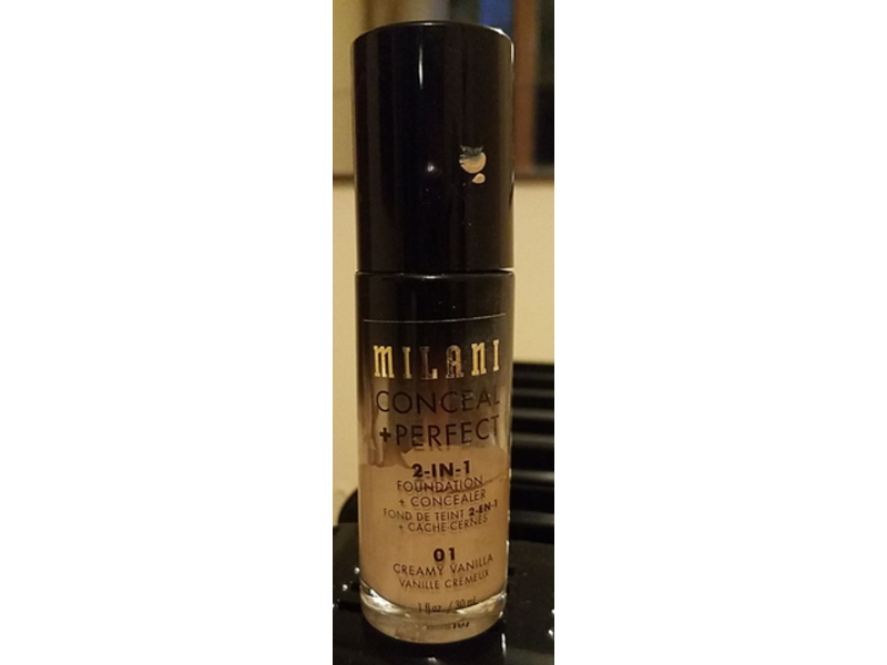Milani Conceal + Perfect 2-in-1 Foundation Concealer, 01 Creamy Vanilla, 1 fl oz/30 mL