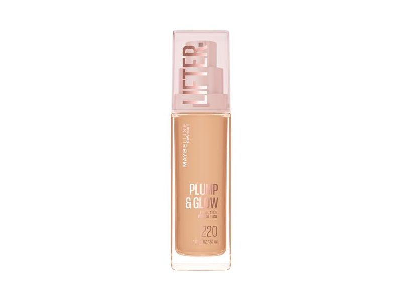 Maybelline New York Plump & Glow Foundation, 220 Warm, 1 fl oz/30 mL
