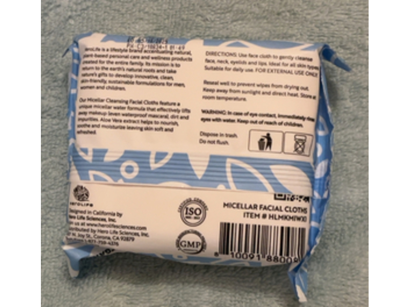 Herolife Micellar Cleansing Facial Cloths, 25 Count, Pack Of 4