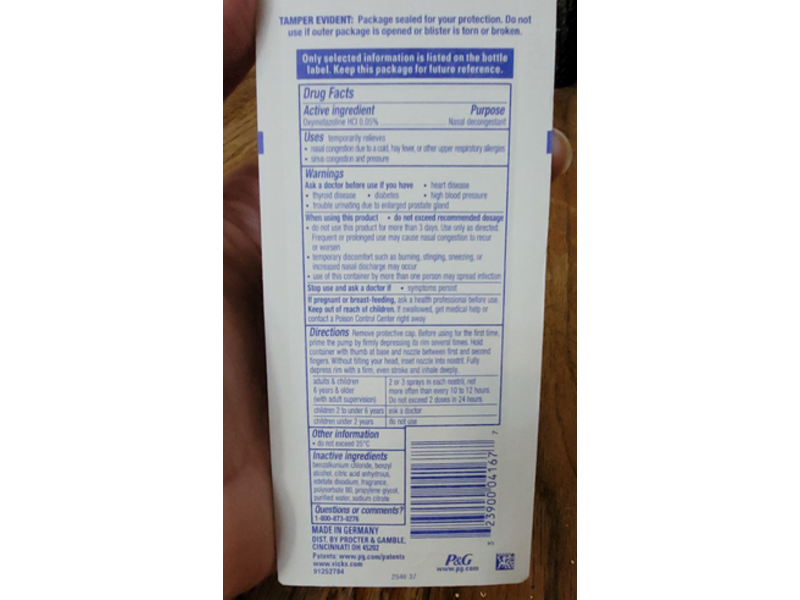 Vicks Sinex Severe Vapocool Sinus Decongestant Nasal Spray, 0.5 fl oz/15 mL