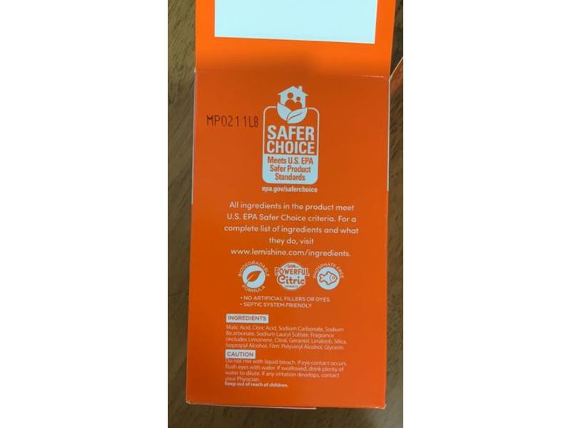 Lemi Shine Disposal Cleaner, Fresh Lemon Scent, 8.46 oz/240 g, 8 Count