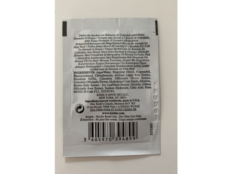 Kiehl's Calendula Herbal-Extract Toner, Whole Flowers & Pure Extracts, 0.10 fl oz/3 mL