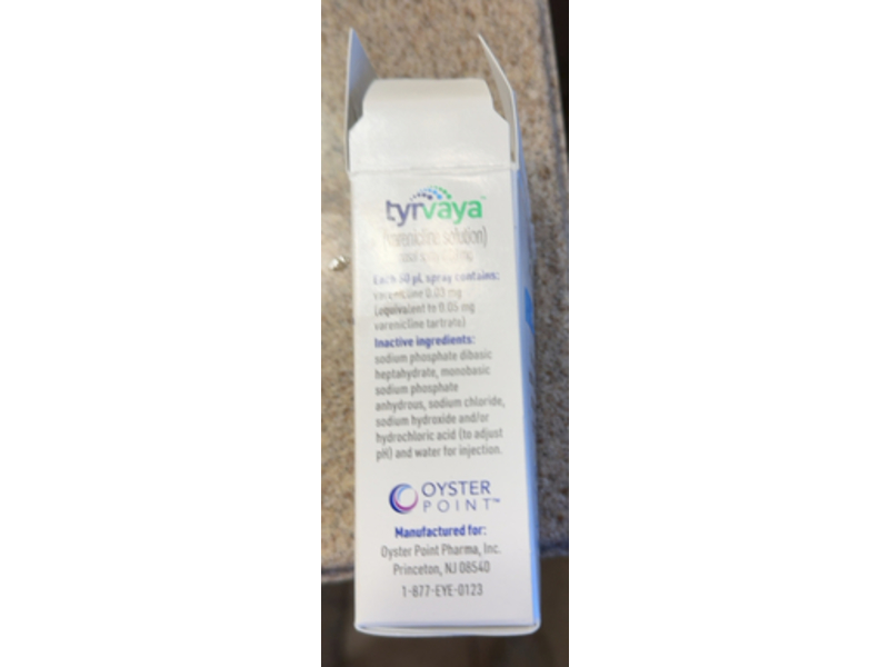Tyrvaya (varenicline solution) Nasal Spray 0.03 mg, 4.2 mL, Oyster Point Pharma (Rx)