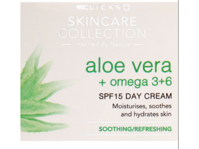 Clicks Skincare Collection Day Cream, Aloe Vera + Omega 3 + 6, SPF 15