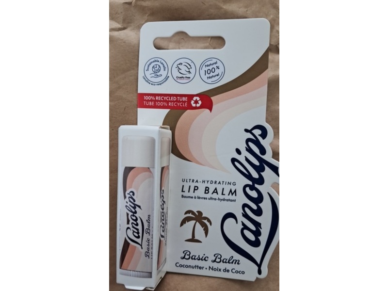 Lanolips Ultra Hydrating Basic Lip Balm, Coconutter, 0.15 oz/4.5 g