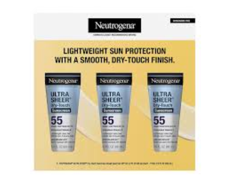 Neutrogena Ultra Sheer Dry Touch Sunscreen, SPF 55, 3.0 fl oz/88 mL, Pack Of 3