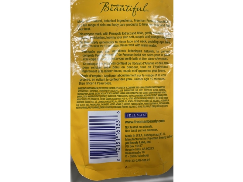 FREEMAN Facial Enzyme Mask, Pineapple, 0.5 fl oz/15 mL