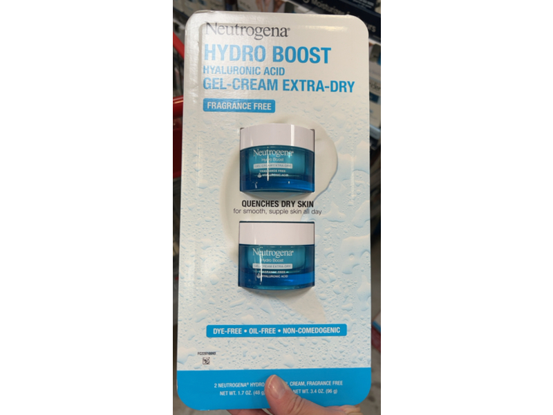 Neutrogena Hydro Boost Gel Cream, Hyaluronic Acid, Fragrance Free, 1.7 oz/48 g, Pack Of 2