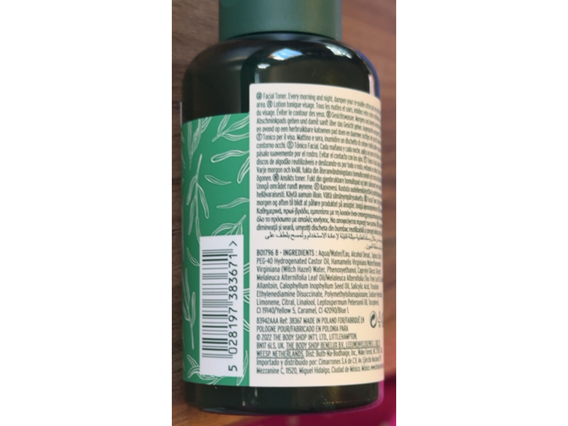 The Body Shop Skin Clearing Toner, Tea Tree, 2.0 fl oz/60 mL