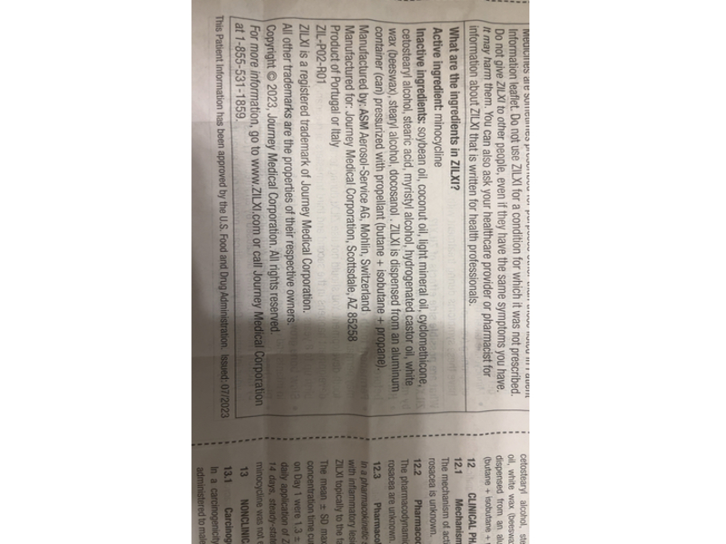 Zilxi (Minocyclene) Topical Foam, 1.5%, 30 g, Journey (Rx)