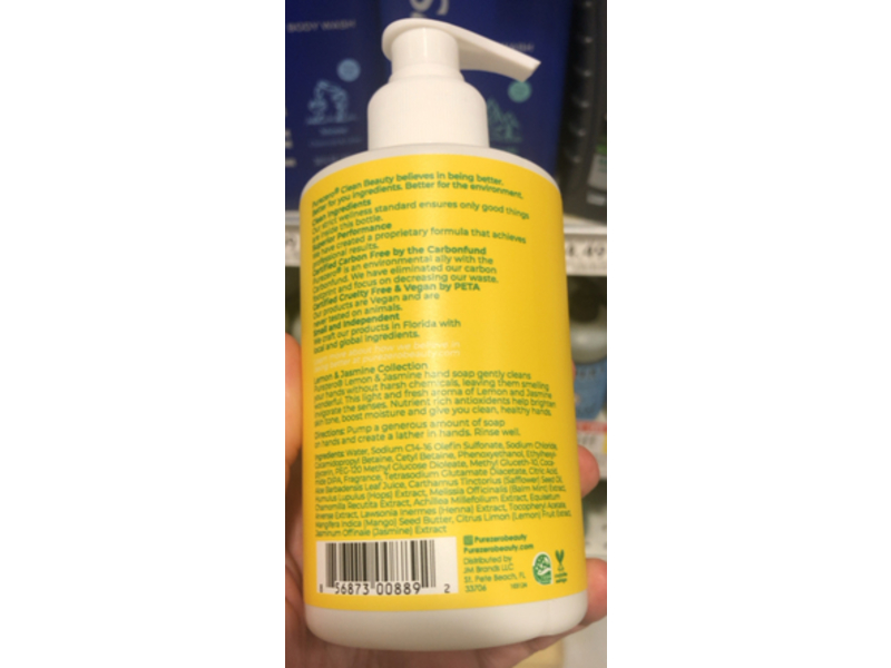 Purezero Clean Beauty Hand Soap, Lemon & Jasmine, 10 oz/283 mL